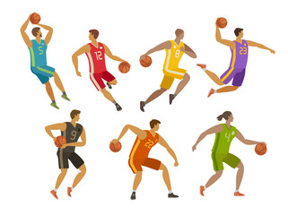 Basketball players. Sport concept. Cartoon vector illustration