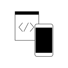 Smartphone and programming symbol vector illustration graphic design