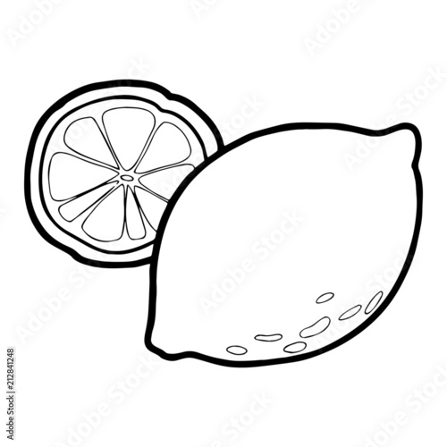 Download Cute lemon cartoon illustration isolated on white background for children color book - Buy this ...