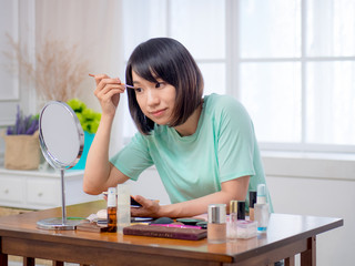 woman with makeup cosmetics