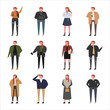© MINIWIDE - autumn fashion man and woman characters flat design style vector graphic illustration set