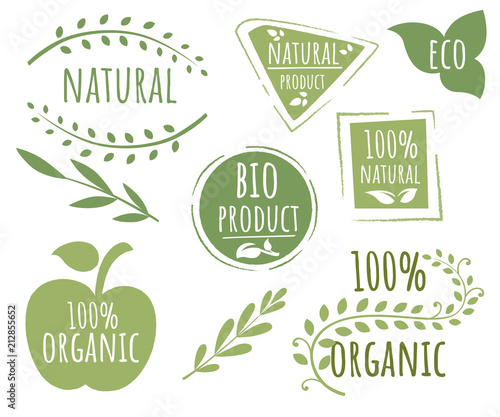 Collection Of Eco Friendly Logo Stamps 100 Organic Logo Design