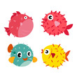 puffer fish vector collection design