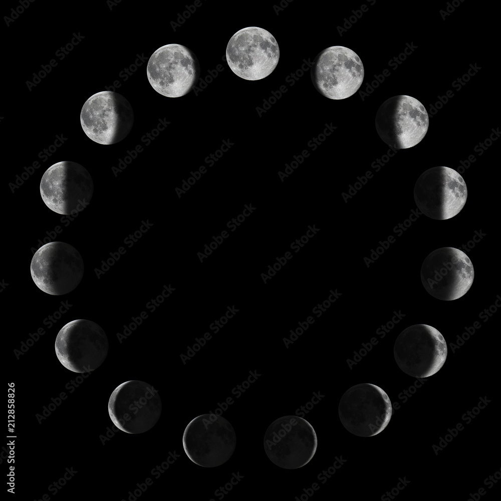 Phases of the Moon. Moon lunar cycle. - obrazy, fototapety, plakaty 