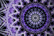 Abstract Ultra Violet Background, Kaleidoscope Effect Mandala Floral Pattern.
