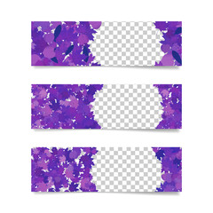 Wall Mural - purple autumn banners with leaves for ad, sites, promotion.