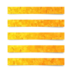Wall Mural - set of yellow horizontal autumn web banners with leaves texture for sites and advertisement.