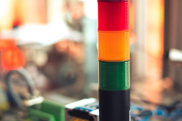 Canvas Print - red, green and orange led light on electrical control panel