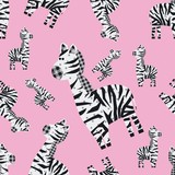 Fototapeta Konie - Seamless vector pattern whith cute textile zebra