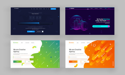 Wall Mural - website hero image or landing pages set.