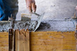 bricklayer at work in a building site