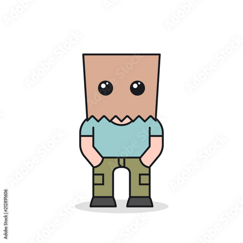 Man With Brown Paper Bag On Head Cartoon Character Design Front View Buy This Stock Vector And Explore Similar Vectors At Adobe Stock Adobe Stock