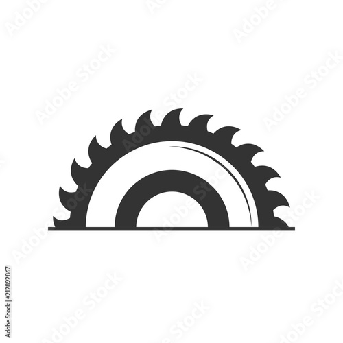 Circular saw icon in flat style isolated on grey background. For your