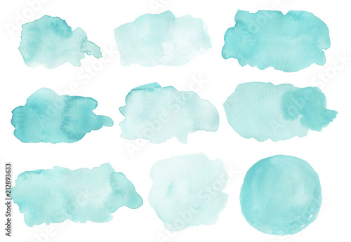 Cuadros en Lienzo Watercolor abstract shapes isolated on white background
