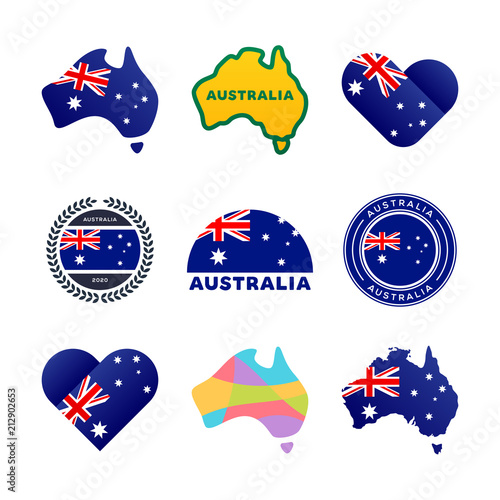 Australian Flag Map And Other National Symbols I Love Australia Buy This Stock Vector And Explore Similar Vectors At Adobe Stock Adobe Stock