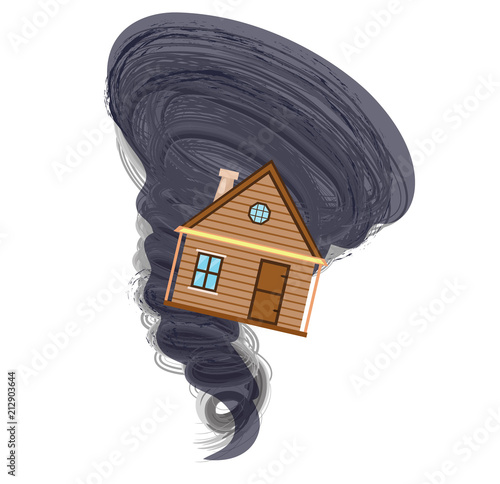 Fotomural Terrible tornado carries Dorothy's house in a magical land.