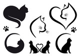 Fototapeta Koty - Cat logo design, vector set