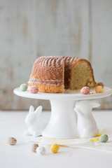 Poster - Small easter bundt cake with bunnies and easter eggs