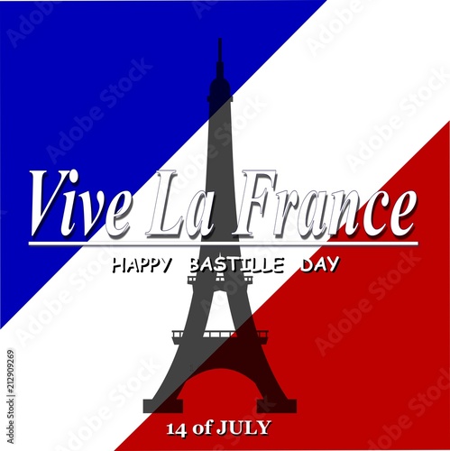 Illustration Of A Banner For 14 Th Of July Happy Bastille Day