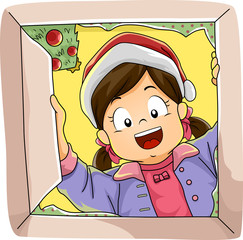 Poster - Open Christmas Gift Kid Girl Illustration