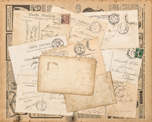 Vintage Postcards Handwritten Letter Used Paper Background