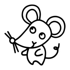 Wall Mural - Cute mouse cartoon illustration isolated on white background for children color book