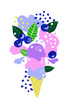 Blueberry ice cream on abstract background. Vector illustration.