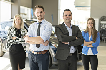 Business team car seller on the car room