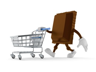 Canvas Print - Chocolate character with shopping cart