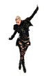 © faestock - full length portrait of blonde girl wearing torn black feather costume. standing pose, isolated on white background.
