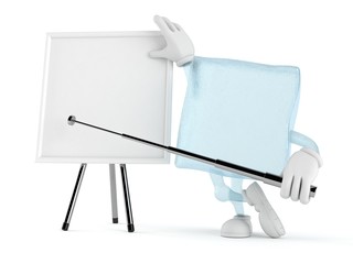 Canvas Print - Ice cube character with blank whiteboard