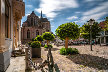 The old city center with korenmarkt square of the medieval city of Kampen in overijssel the Netherlands.