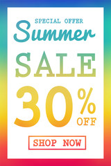 Wall Mural - Summer Sale - special offer. Concept of multicoloured poster. Vector.