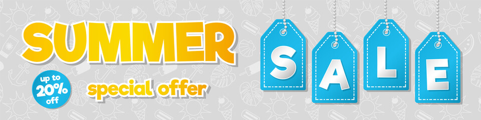 Wall Mural - Shiny banner for a Summer Sale. Vector.