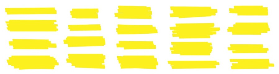 creative vector illustration of stain strokes, hand drawn yellow highlight japan marker lines, brush
