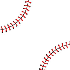 Creative vector illustration of sports baseball ball stitches, red lace seam isolated on transparent background. Art design thread decoration. Abstract concept graphic element