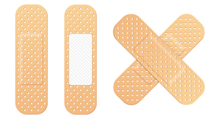 creative vector illustration of adhesive bandage elastic medical plasters set isolated on transparen