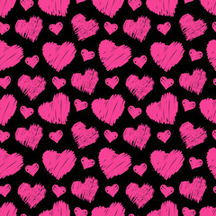 Sticker - Seamless hand-drawn hearts pattern