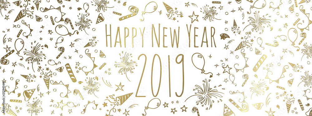 happy new year 2019 - obrazy, fototapety, plakaty 