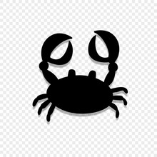 Crab Or Cancer Icon Isolated On Transparent Background.