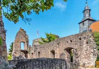 DREIEICHENHAIN, GERMANY - The castle Hayn, also called Hain or Dreieichenhain, is the high medieval ruins, in a district of the Hessian town of Dreieich, in the district of Offenbach.