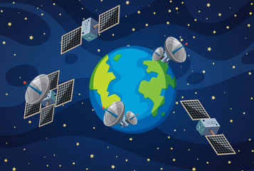 Wall Mural - An Earth and Satellite