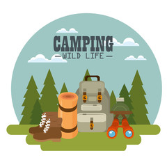 Wall Mural - camping zone with equipment