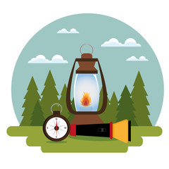 Wall Mural - camping zone with equipment