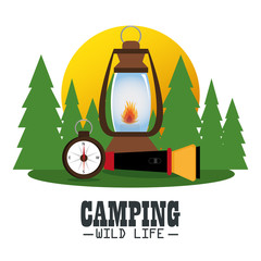 Wall Mural - camping zone with equipment