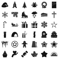 Wall Mural - Christmas night icons set. Simple style of 36 christmas night vector icons for web isolated on white background