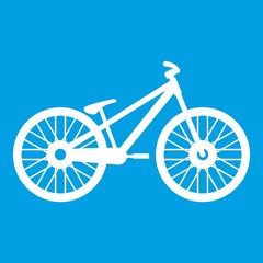 Sticker - Bike icon white isolated on blue background vector illustration