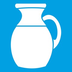 Wall Mural - Jug of milk icon white isolated on blue background vector illustration