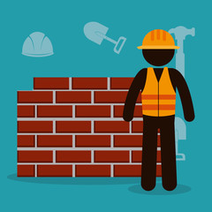 Sticker - construction worker with under construction icons