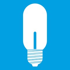 Light bulb icon white isolated on blue background vector illustration